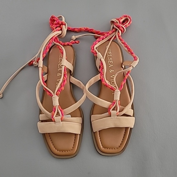 Chelsea &Violet Dahlia Leather ankle wrap lace up Strappy Sandle - Picture 3 of 4